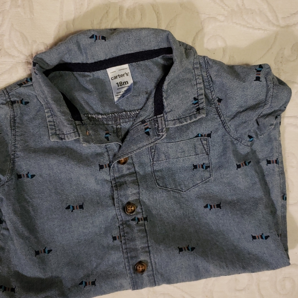 Carter`s Denim Doggie Onesie, 18 Months